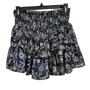 Patrons of Peace Skort‎ Girls Lg Blue Floral Tiered Ruffle Smocked Ruffles Boho